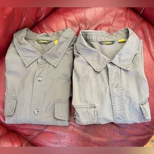 Cabela's Gray, Grey, Safari/Hunting Casual Button Down Shirt with Subtle Pattern